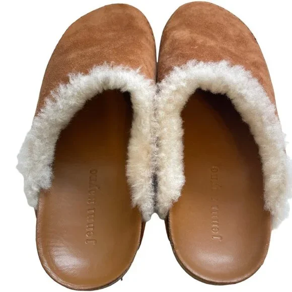 NWOT Jenni Kayne Suede Shearling-Lined Slip On Moc Clog Saddle Brown Size 39 - Picture 8 of 10